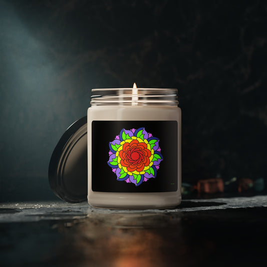 Candle - Rainbow Flower Mandala Scented Soy Candle, 9oz