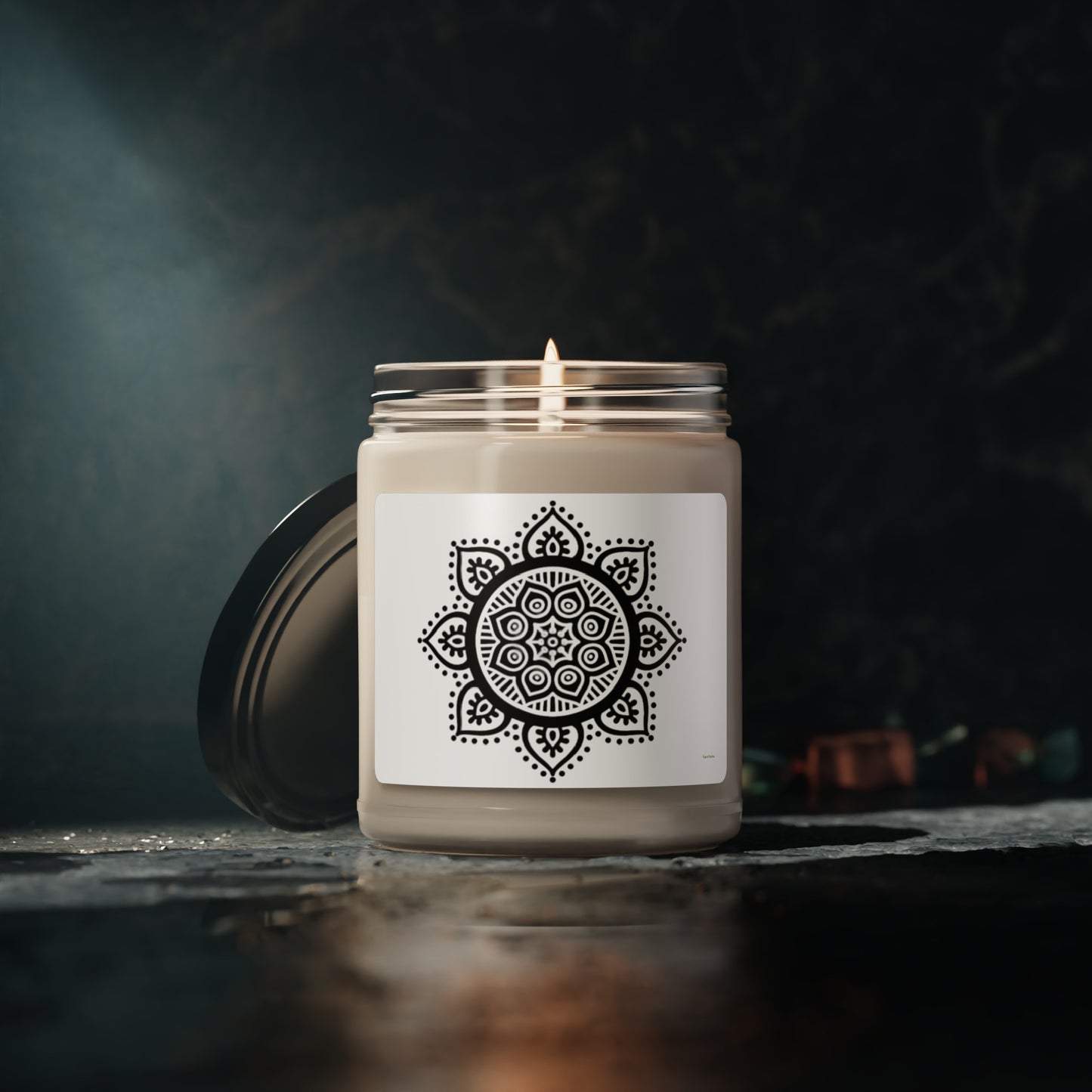 Candle - Black Mandala Scented Soy Candle, 9oz