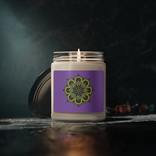 Candle -  Purple Mandala Scented Soy Candle, 9oz