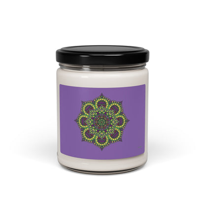 Candle -  Purple Mandala Scented Soy Candle, 9oz