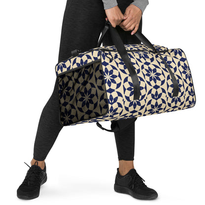 Tile Collection Bags - Beige Blue Duffle Bag