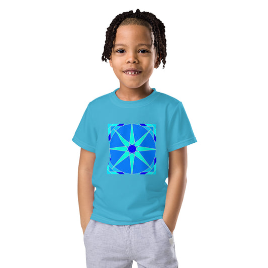 Tile Collection Child Crew Neck Tshirts - Blue Tile Kids Tshirt