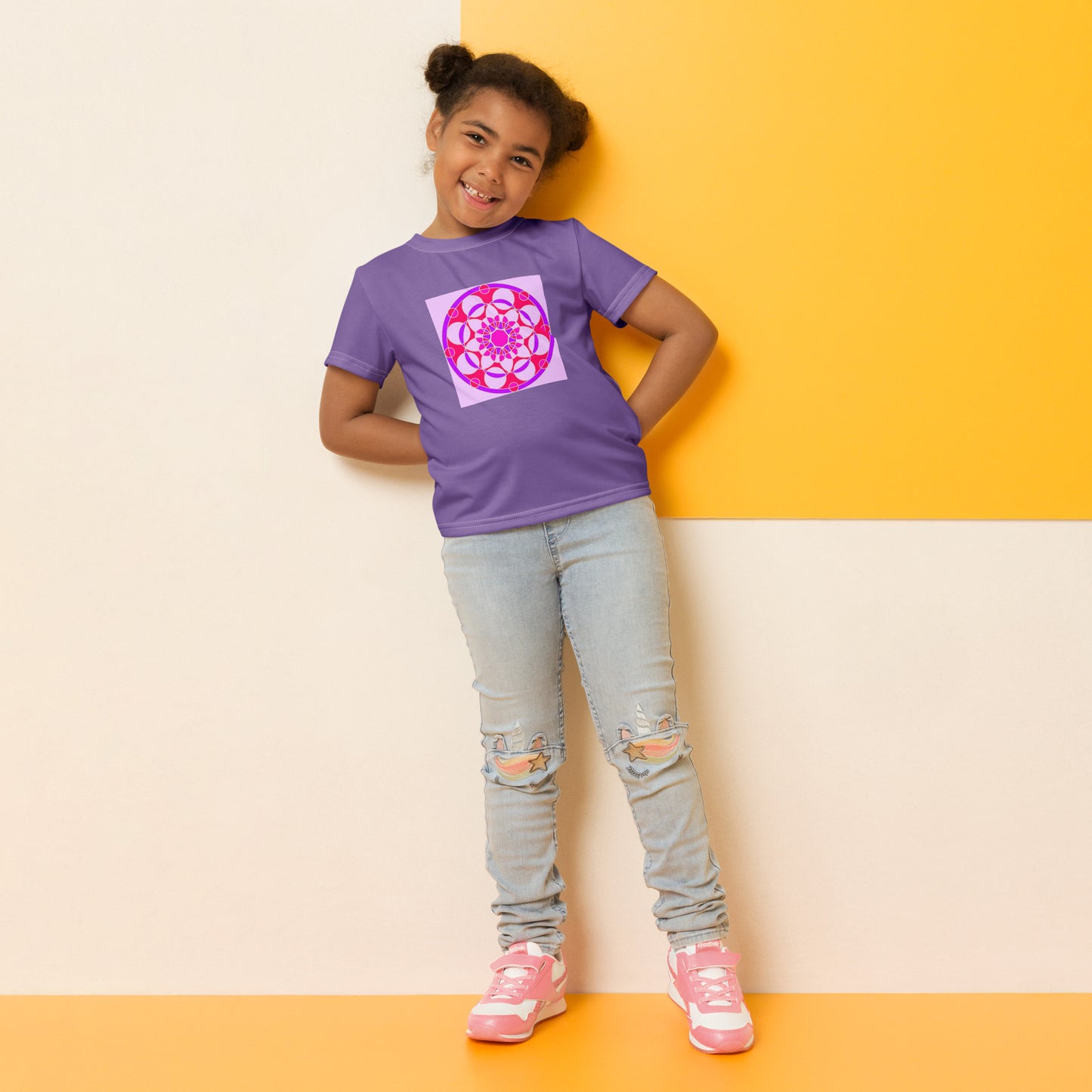 Tile Collection Child Crew Neck Tshirts - Purple Tile Kids Tshirt