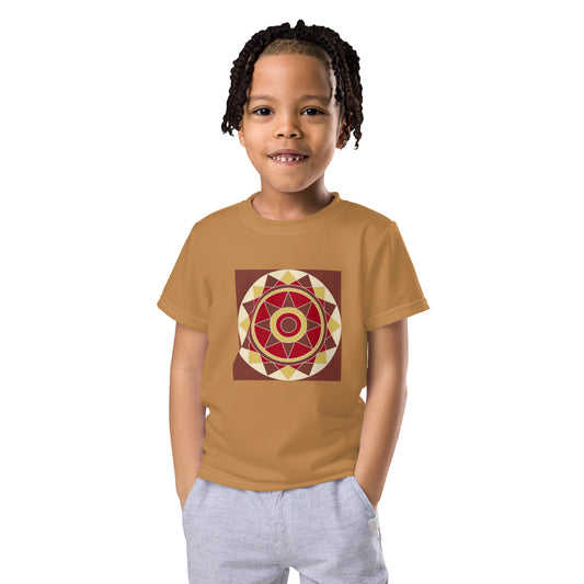 Tile Collection Child Crew Neck Tshirts - Brown Tile Kids Tshirt