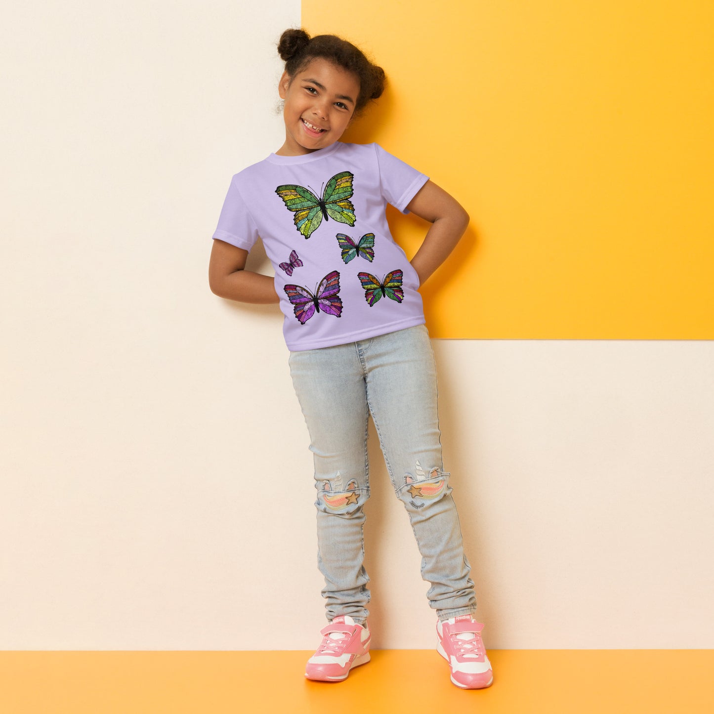 Kids Crew Neck Tshirt - Butterfly Flutter