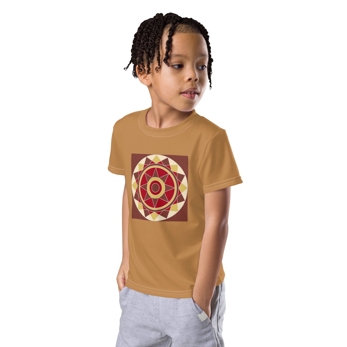 Tile Collection Child Crew Neck Tshirts - Brown Tile Kids Tshirt