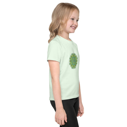 Kids Crew Neck Tshirt - Green Mandala