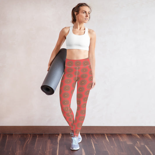 Yoga Leggings - Peach Lace
