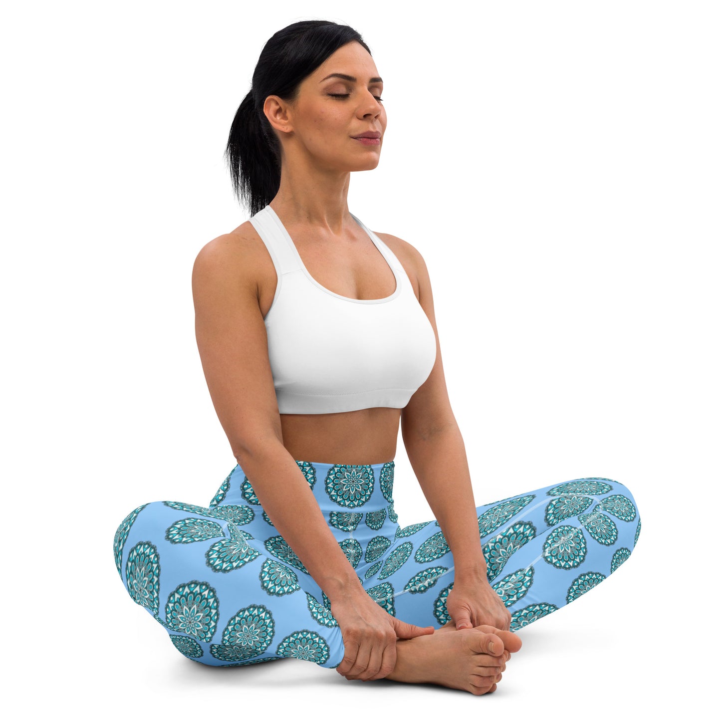 Yoga Leggings - Aqua Petal