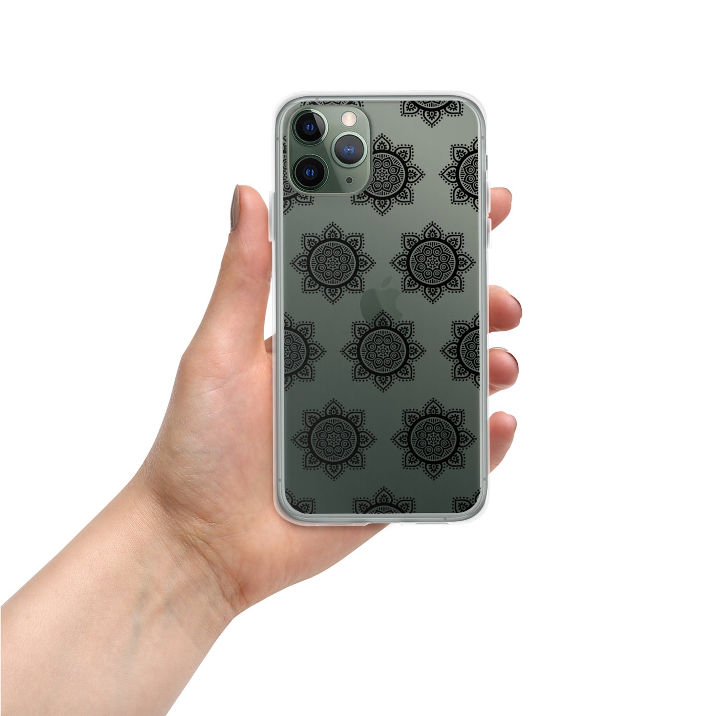 Phonecase For iPhone- Clear Case With Black Mandala