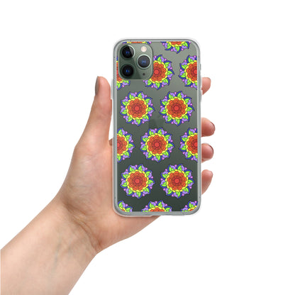 Phonecase For iPhone - Clear Case With Rainbow Flower Mandala