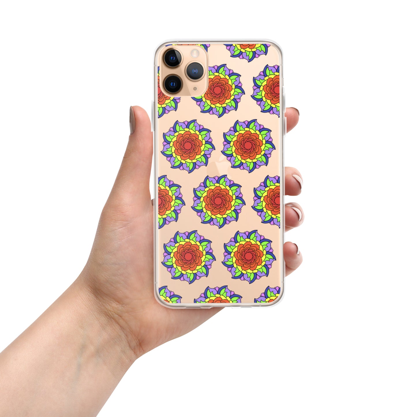Phonecase For iPhone - Clear Case With Rainbow Flower Mandala