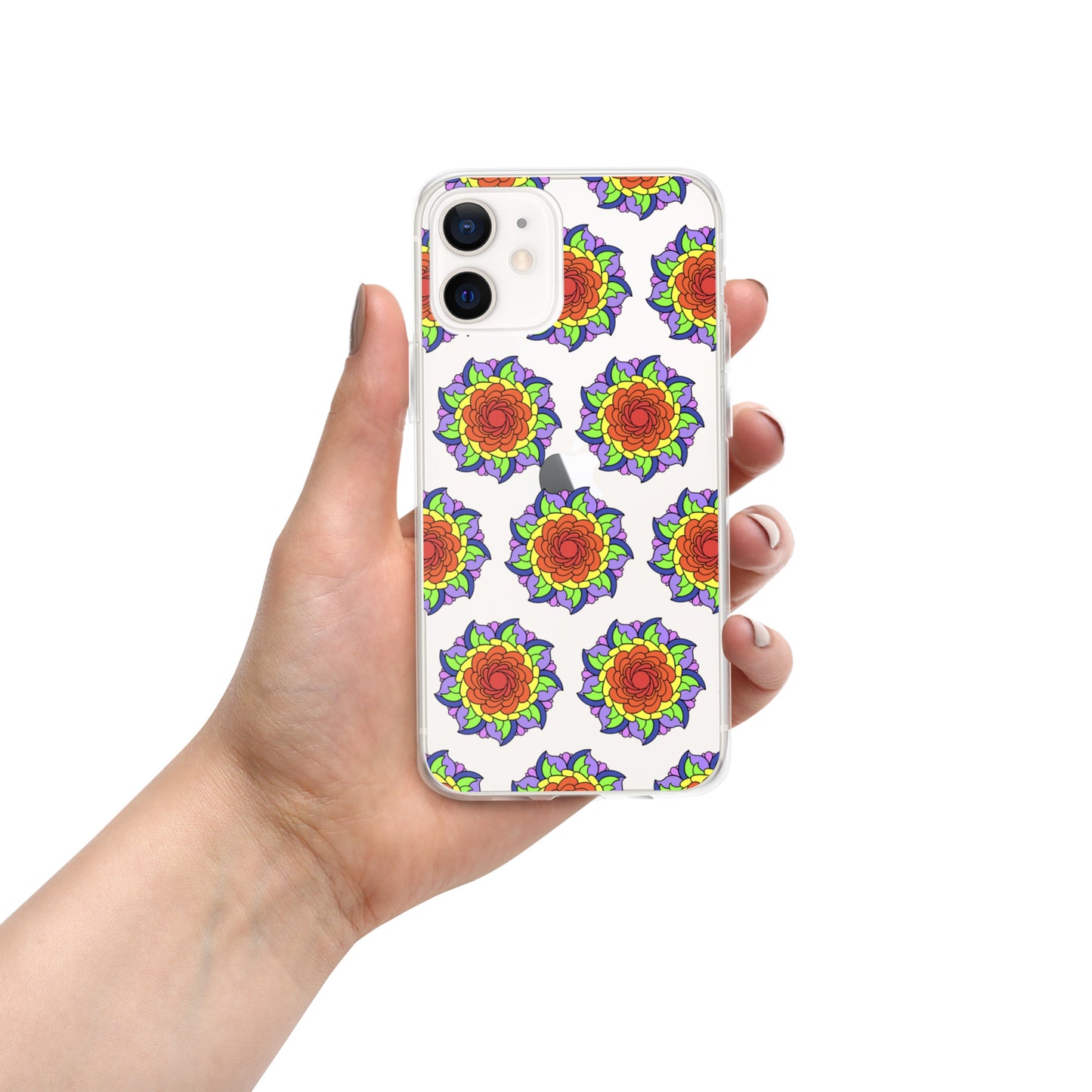 Phonecase For iPhone - Clear Case With Rainbow Flower Mandala