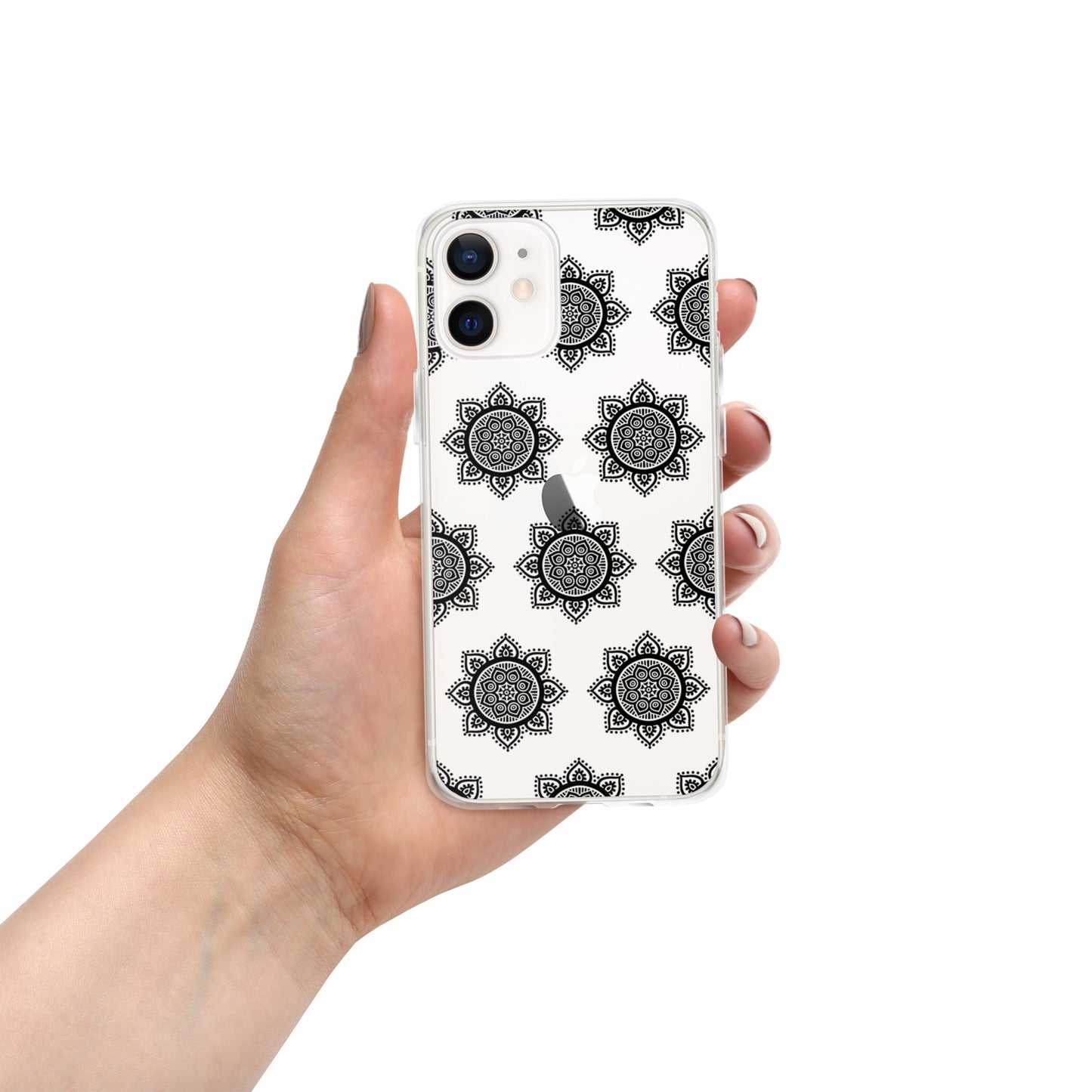 Phonecase For iPhone- Clear Case With Black Mandala