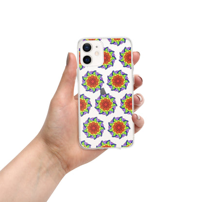 Phonecase For iPhone - Clear Case With Rainbow Flower Mandala