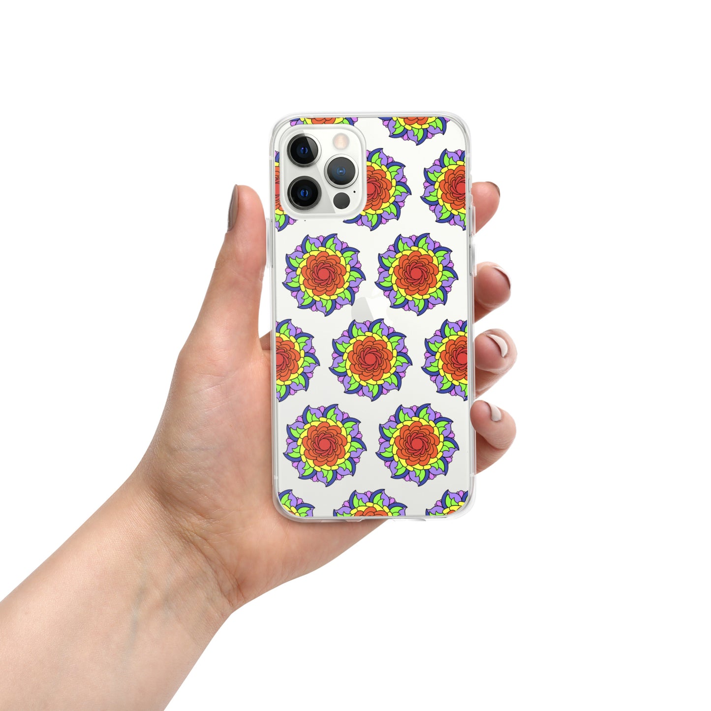 Phonecase For iPhone - Clear Case With Rainbow Flower Mandala