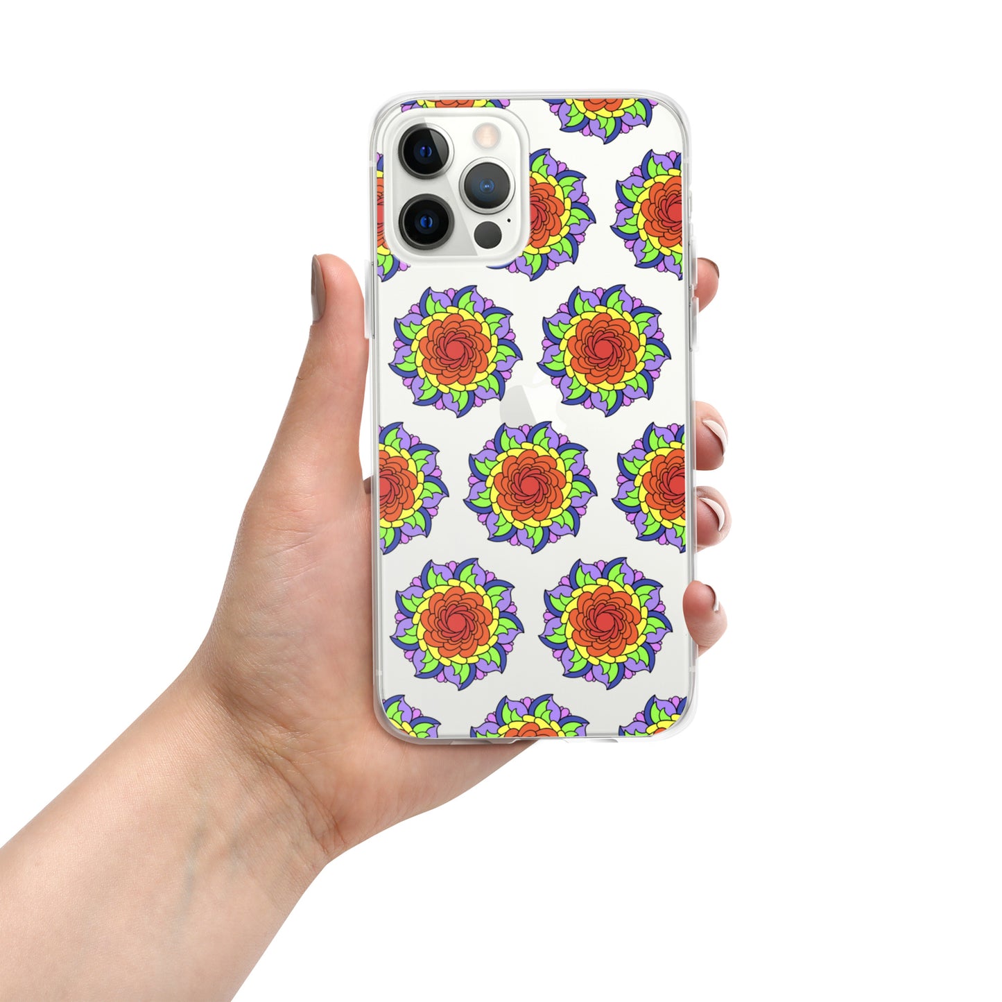 Phonecase For iPhone - Clear Case With Rainbow Flower Mandala