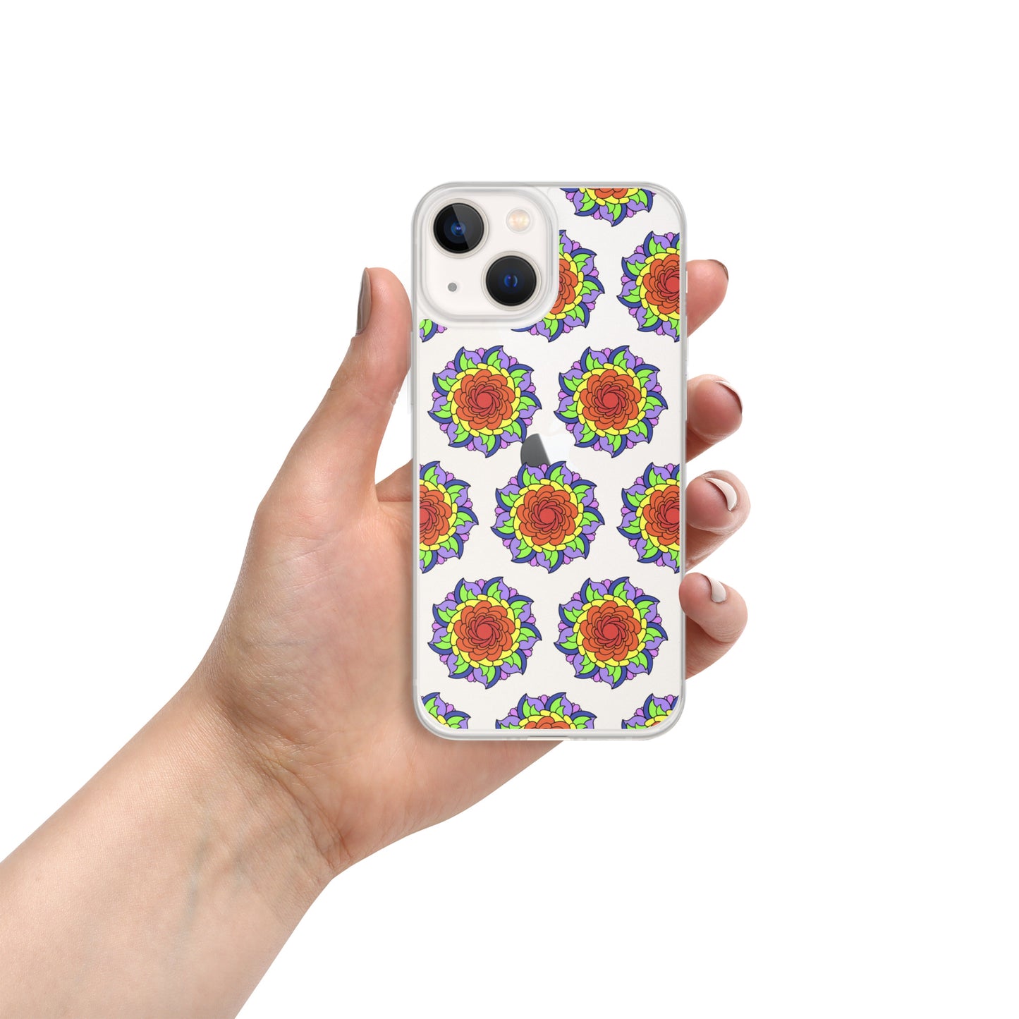 Phonecase For iPhone - Clear Case With Rainbow Flower Mandala