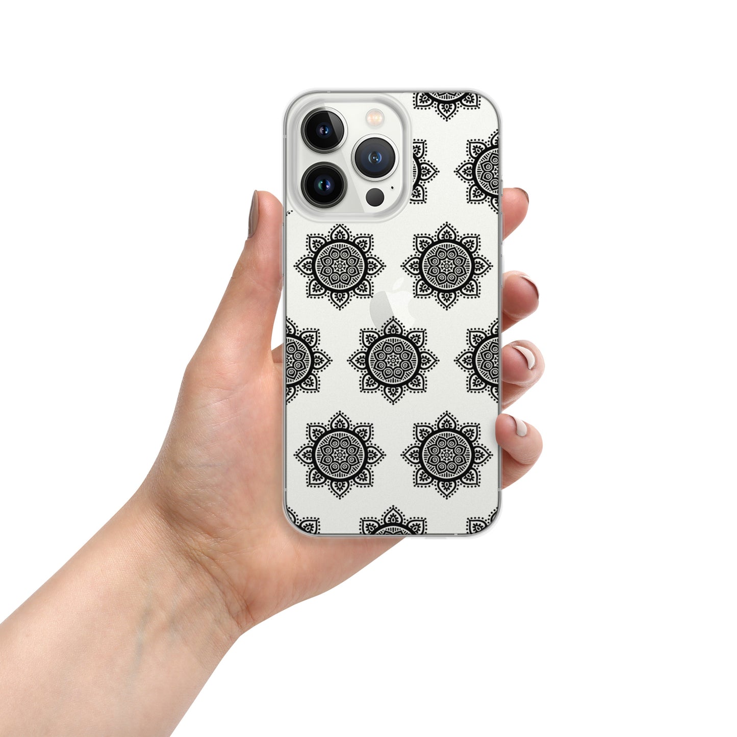 Phonecase For iPhone- Clear Case With Black Mandala