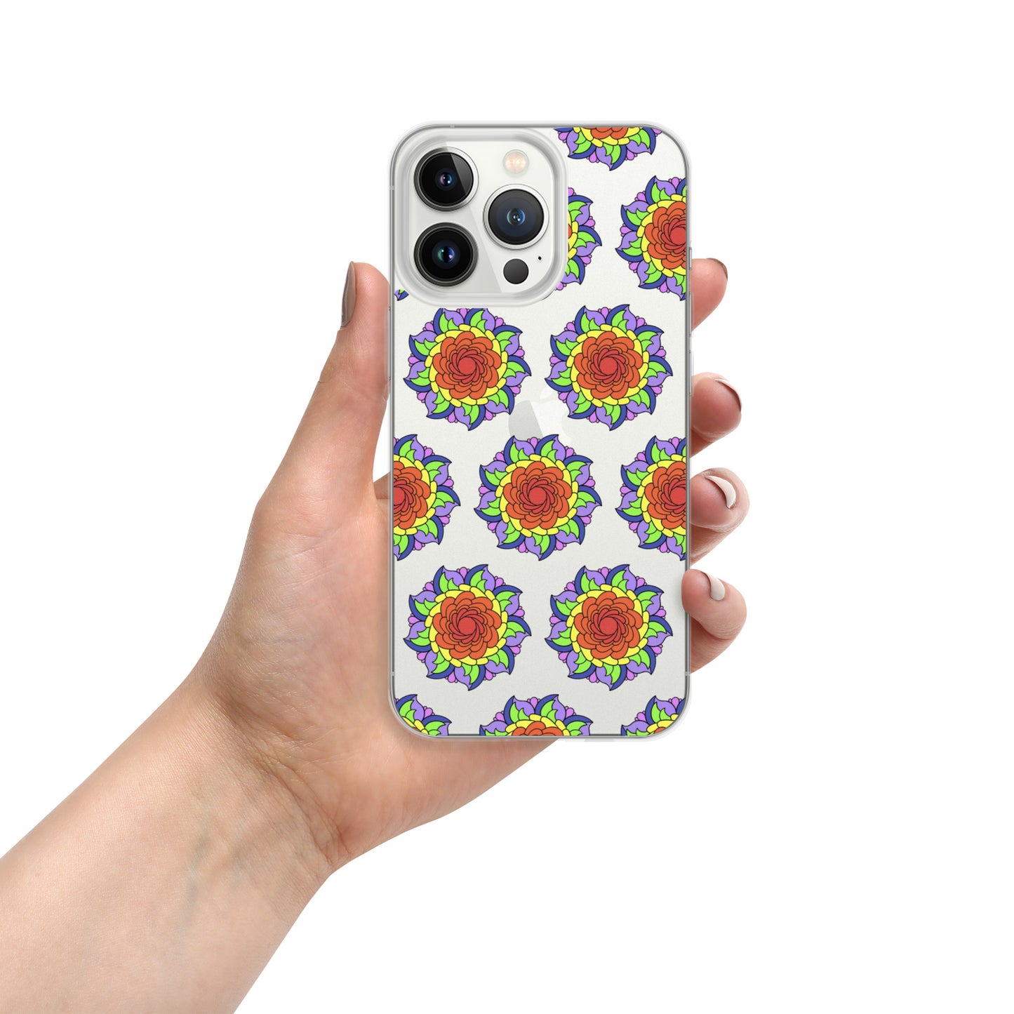 Phonecase For iPhone - Clear Case With Rainbow Flower Mandala