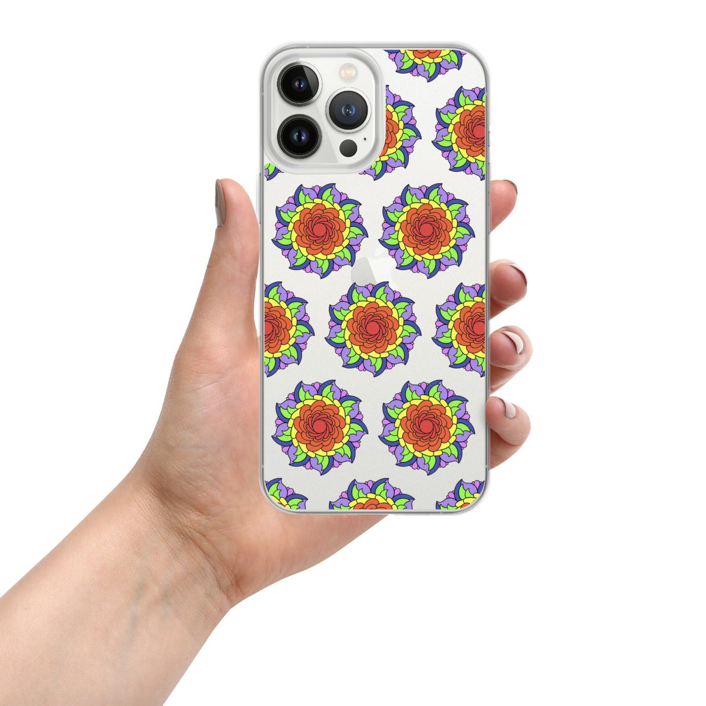 Phonecase For iPhone - Clear Case With Rainbow Flower Mandala