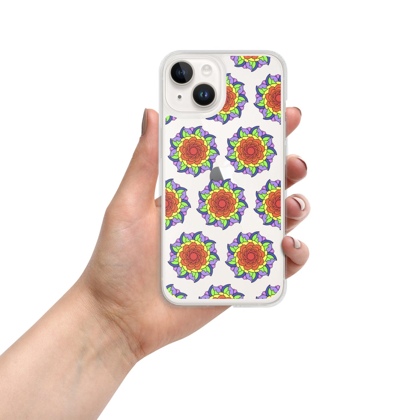 Phonecase For iPhone - Clear Case With Rainbow Flower Mandala