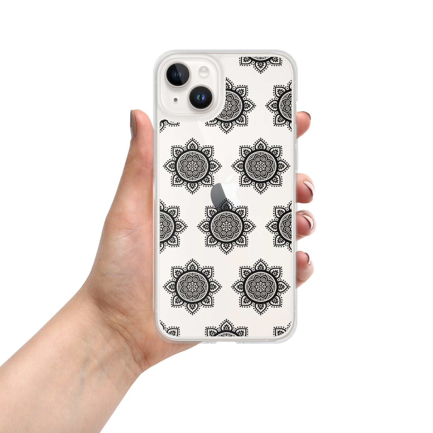 Phonecase For iPhone- Clear Case With Black Mandala