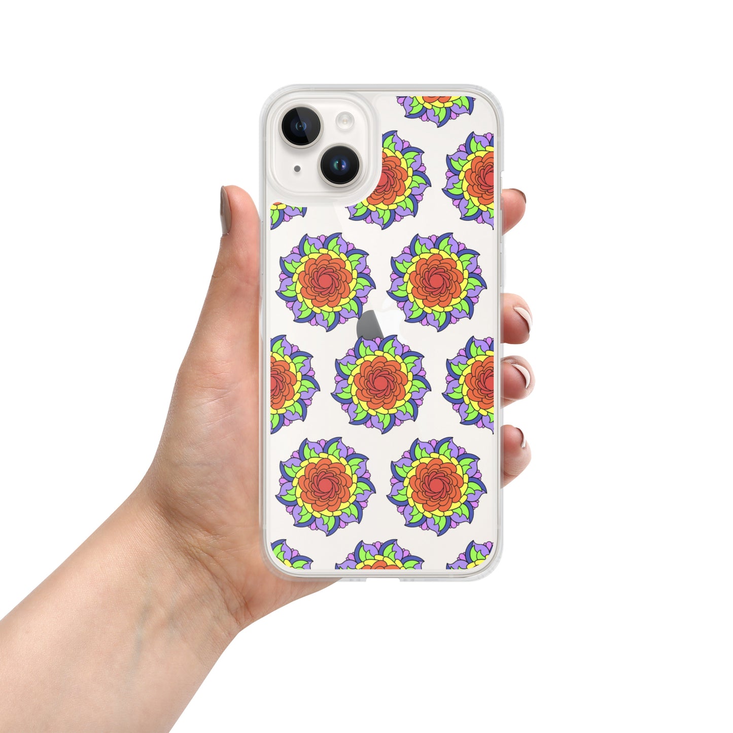 Phonecase For iPhone - Clear Case With Rainbow Flower Mandala