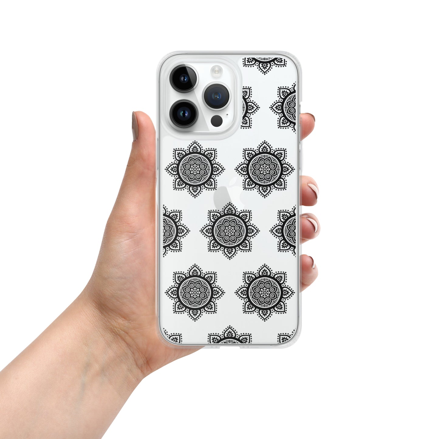 Phonecase For iPhone- Clear Case With Black Mandala