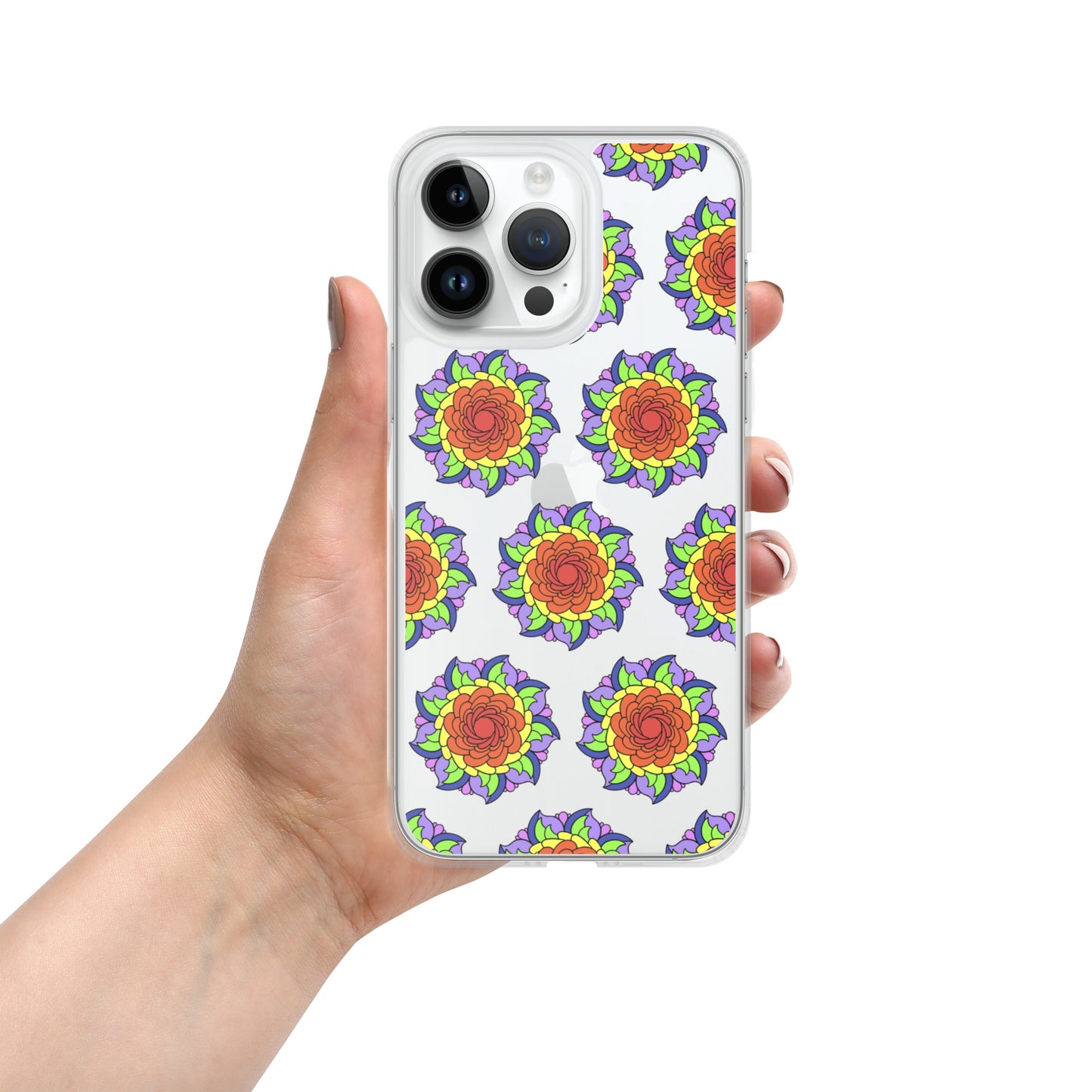 Phonecase For iPhone - Clear Case With Rainbow Flower Mandala