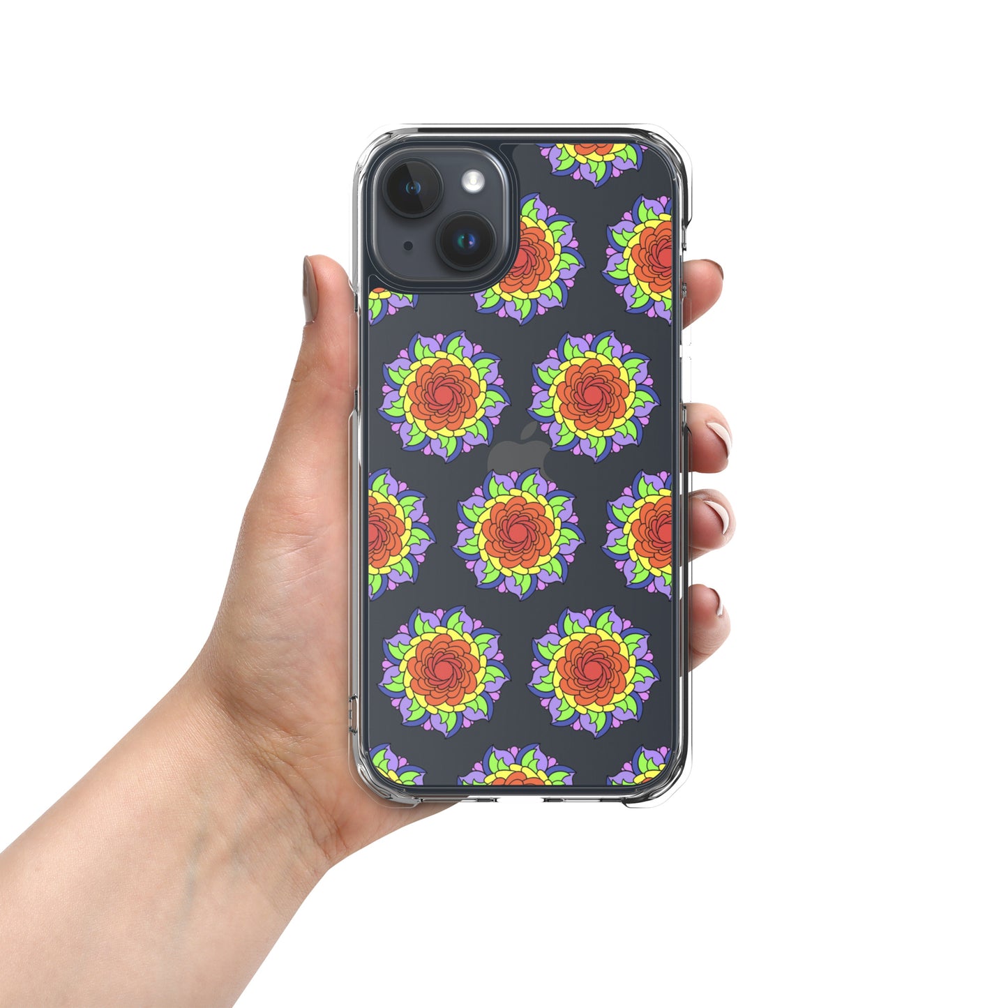 Phonecase For iPhone - Clear Case With Rainbow Flower Mandala