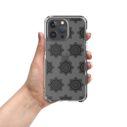Phonecase For iPhone- Clear Case With Black Mandala