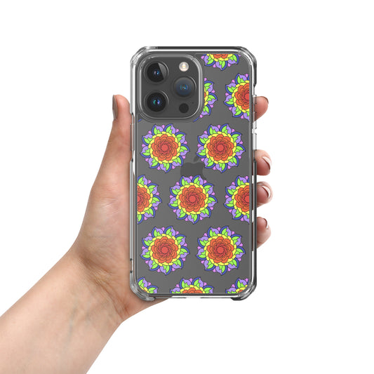 Phonecase For iPhone - Clear Case With Rainbow Flower Mandala