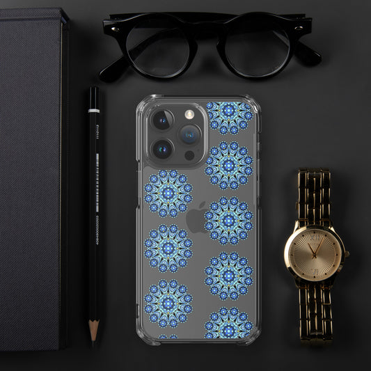 Phonecase for iPhone -  Clear Case With Blue Mandala