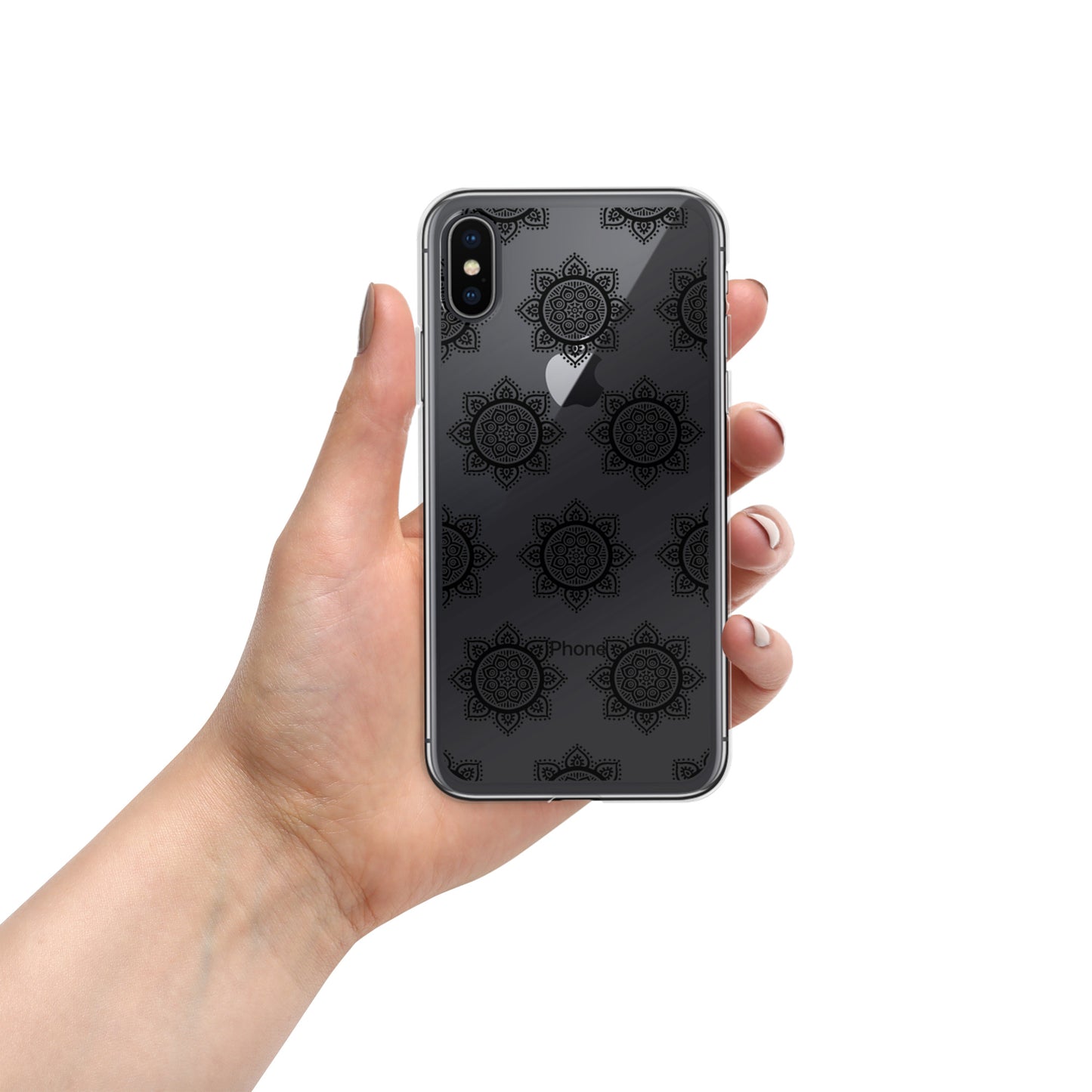 Phonecase For iPhone- Clear Case With Black Mandala