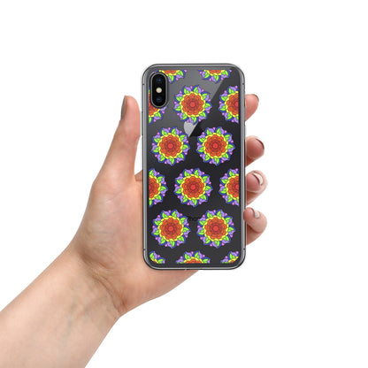 Phonecase For iPhone - Clear Case With Rainbow Flower Mandala