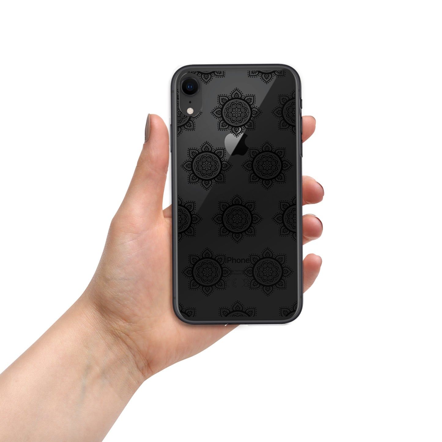 Phonecase For iPhone- Clear Case With Black Mandala