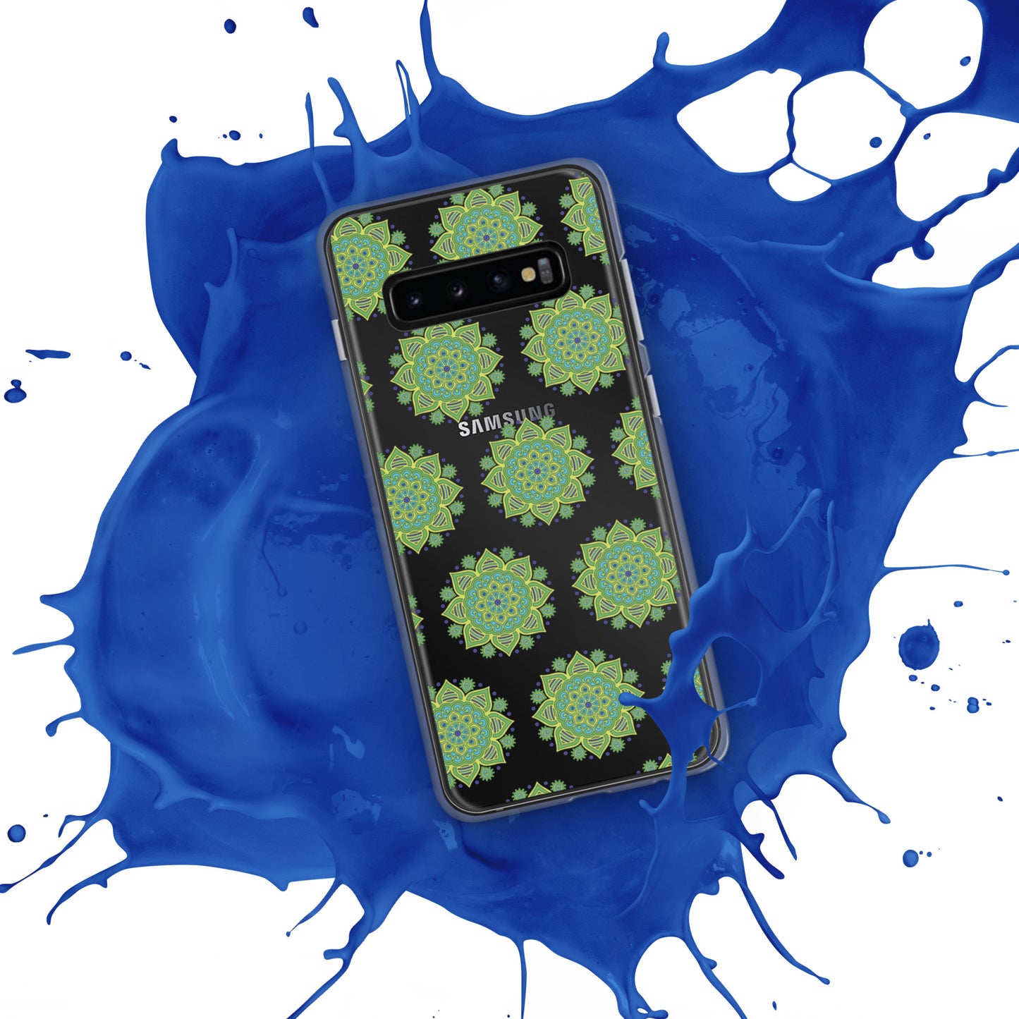 Phonecase for Samsung-  Clear Case With Green Mandala