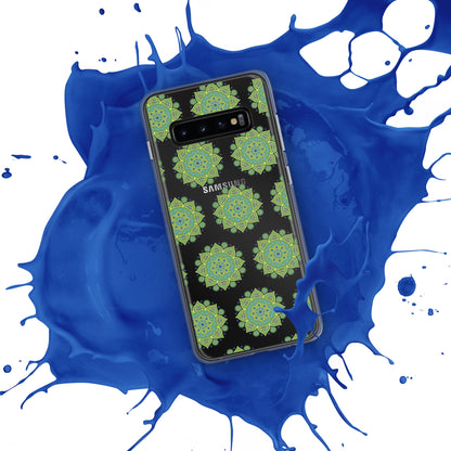 Phonecase for Samsung-  Clear Case With Green Mandala