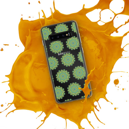 Phonecase for Samsung-  Clear Case With Green Mandala