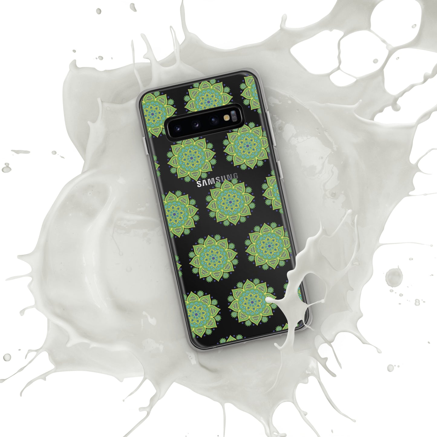 Phonecase for Samsung-  Clear Case With Green Mandala