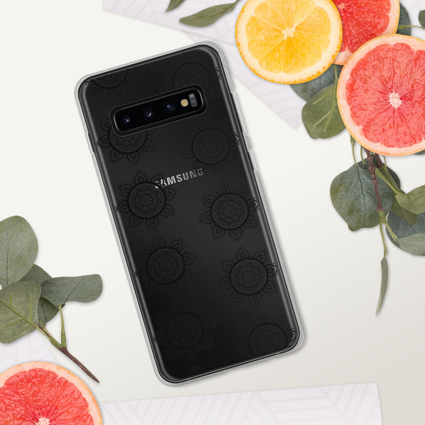 Phonecase for Samsung - Clear Case With Black Mandala