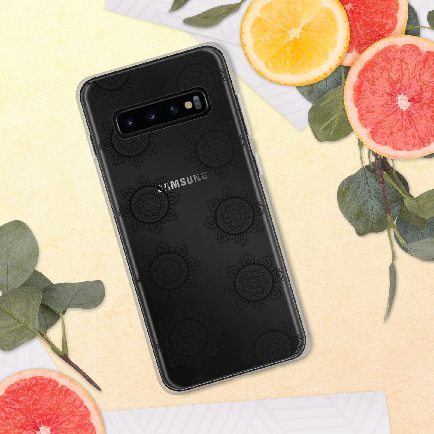 Phonecase for Samsung - Clear Case With Black Mandala
