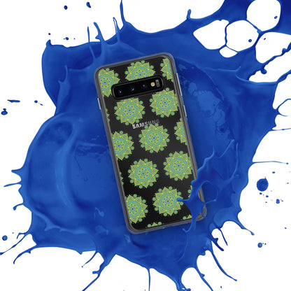 Phonecase for Samsung-  Clear Case With Green Mandala