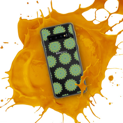Phonecase for Samsung-  Clear Case With Green Mandala