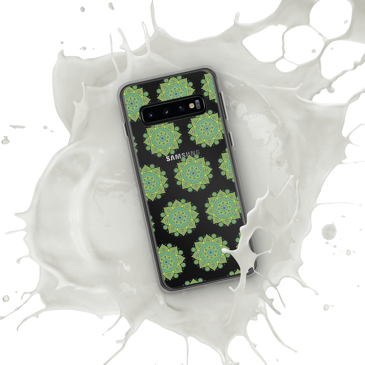Phonecase for Samsung-  Clear Case With Green Mandala