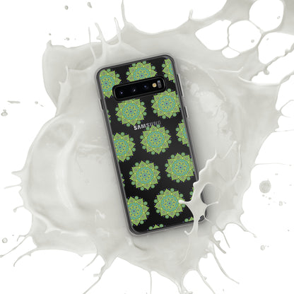 Phonecase for Samsung-  Clear Case With Green Mandala