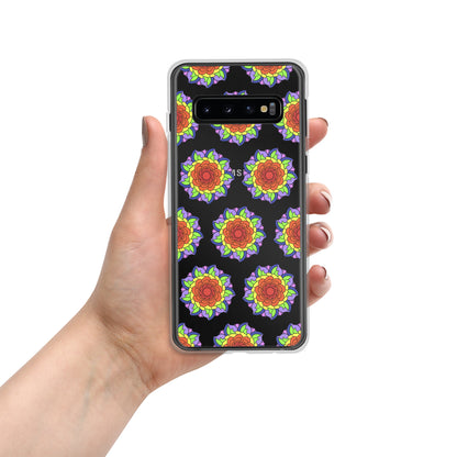 Phonecase For Samsung - Clear Case With Rainbow Flower Mandala