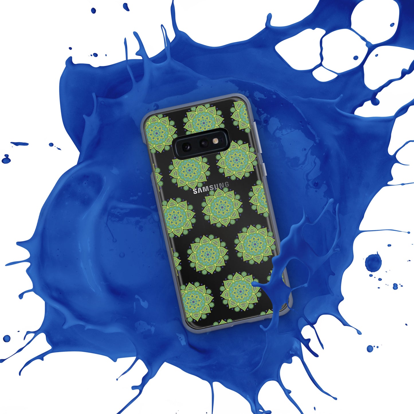 Phonecase for Samsung-  Clear Case With Green Mandala