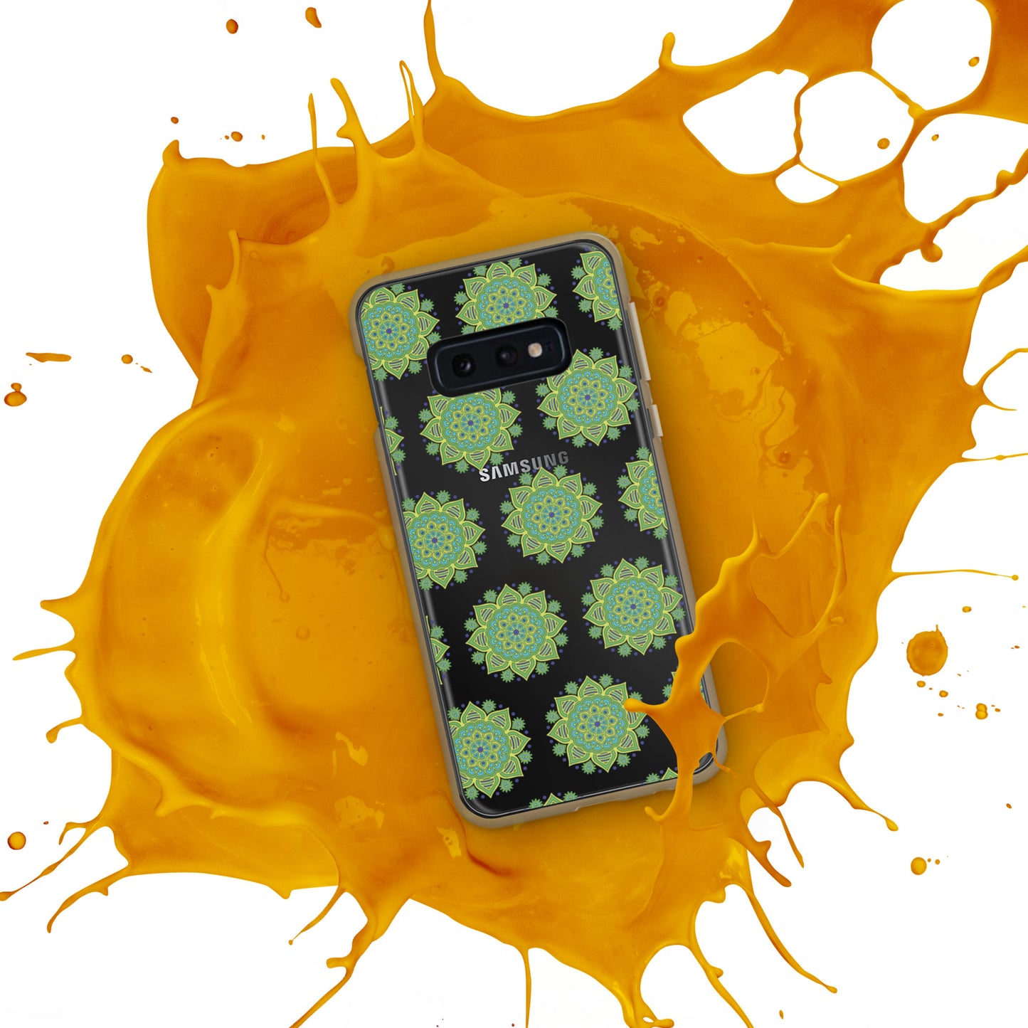 Phonecase for Samsung-  Clear Case With Green Mandala